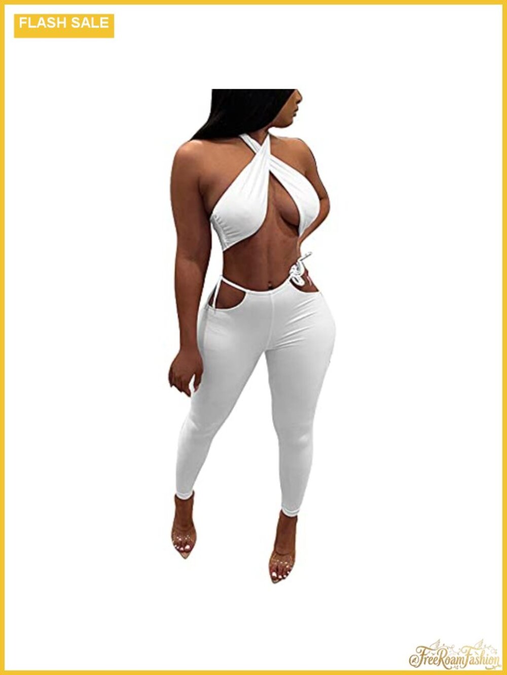 Sexy 2 Piece Outfit Halter Crop Top Bodycon Pant Set Clubwear S M L XL
